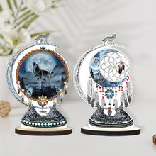 Load image into Gallery viewer, 2PCS Wooden Dreamcatcher Wolf Table Top Diamond Painting Decor (#7)