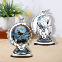 Load image into Gallery viewer, 2PCS Wooden Dreamcatcher Wolf Table Top Diamond Painting Decor (#7)