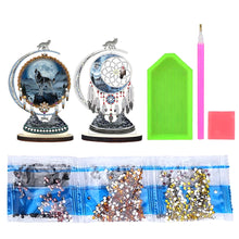 Load image into Gallery viewer, 2PCS Wooden Dreamcatcher Wolf Table Top Diamond Painting Decor (#7)