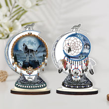 Load image into Gallery viewer, 2PCS Wooden Dreamcatcher Wolf Table Top Diamond Painting Decor (#8)