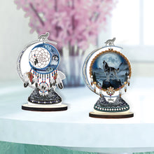 Load image into Gallery viewer, 2PCS Wooden Dreamcatcher Wolf Table Top Diamond Painting Decor (#8)