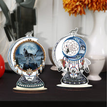 Load image into Gallery viewer, 2PCS Wooden Dreamcatcher Wolf Table Top Diamond Painting Decor (#8)