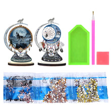 Load image into Gallery viewer, 2PCS Wooden Dreamcatcher Wolf Table Top Diamond Painting Decor (#8)
