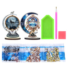 Load image into Gallery viewer, 2PCS Table Top Diamond Painting Decor Wooden Dreamcatcher Wolf (#1)