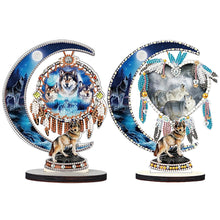 Load image into Gallery viewer, 2PCS Table Top Diamond Painting Decor Wooden Dreamcatcher Wolf (#4)