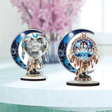 Load image into Gallery viewer, 2PCS Table Top Diamond Painting Decor Wooden Dreamcatcher Wolf (#4)