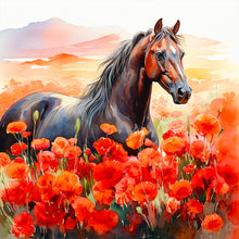 Load image into Gallery viewer, Diamond Painting - Full Round - Poppy and horse (40*40CM)