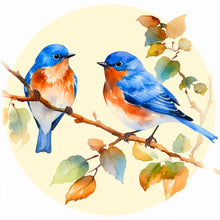 Load image into Gallery viewer, Diamond Painting - Full Round - blue bird on spring leaf branch (40*40CM)