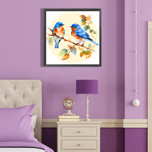 Load image into Gallery viewer, Diamond Painting - Full Round - blue bird on spring leaf branch (40*40CM)
