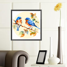 Load image into Gallery viewer, Diamond Painting - Full Round - blue bird on spring leaf branch (40*40CM)