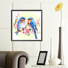 Load image into Gallery viewer, Diamond Painting - Full Round - blue bird on flower branch (40*40CM)