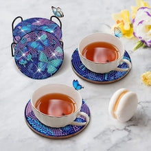Load image into Gallery viewer, 8PCS Diamond Painting Coasters Kits Acrylic Full Drill Coaster(Purple Butterfly)