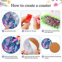 Load image into Gallery viewer, 8PCS Diamond Painting Coasters Kits Acrylic Full Drill Coaster(Purple Butterfly)