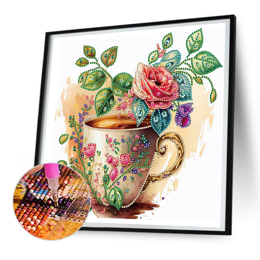 Diamond Painting - Partial Special Shaped - rose coffee (30*30CM)