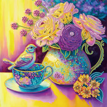 Load image into Gallery viewer, Diamond Painting - Partial Special Shaped - Purple and yellow atmosphere bird (30*30CM)