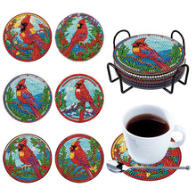 Load image into Gallery viewer, 8PCS Special Shape Diamond Painting Coasters Kits (Cardinal Stained Glass)