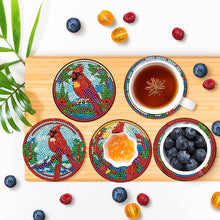 Load image into Gallery viewer, 8PCS Special Shape Diamond Painting Coasters Kits (Cardinal Stained Glass)