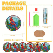 Load image into Gallery viewer, 8PCS Special Shape Diamond Painting Coasters Kits (Cardinal Stained Glass)