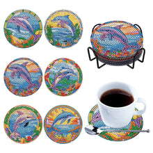 Load image into Gallery viewer, 8PCS Special Shape Diamond Painting Coasters Kits (Dolphin Stained Glass)