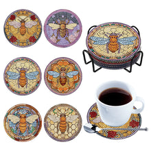 Load image into Gallery viewer, 8PCS Special Shape Diamond Painting Coasters Kits (Bee Stained Glass)