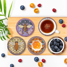 Load image into Gallery viewer, 8PCS Special Shape Diamond Painting Coasters Kits (Bee Stained Glass)