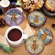 Load image into Gallery viewer, 8PCS Special Shape Diamond Painting Coasters Kits (Bee Stained Glass)