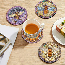 Load image into Gallery viewer, 8PCS Special Shape Diamond Painting Coasters Kits (Bee Stained Glass)