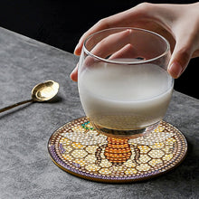 Load image into Gallery viewer, 8PCS Special Shape Diamond Painting Coasters Kits (Bee Stained Glass)