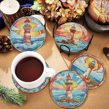 Load image into Gallery viewer, 8PCS Special Shape Diamond Painting Coasters Kits (Lighthouse Stained Glass)