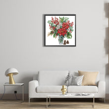 Load image into Gallery viewer, Diamond Painting - Partial Special Shaped - Christmas red flower vase (30*30CM)