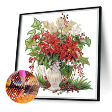 Load image into Gallery viewer, Diamond Painting - Partial Special Shaped - Christmas red flower vase (30*30CM)