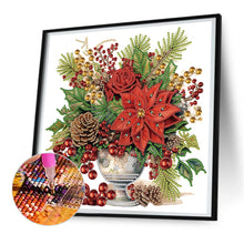 Load image into Gallery viewer, Diamond Painting - Partial Special Shaped - Christmas red flower vase (30*30CM)