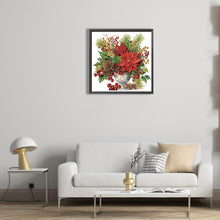 Load image into Gallery viewer, Diamond Painting - Partial Special Shaped - Christmas red flower vase (30*30CM)