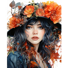Load image into Gallery viewer, Diamond Painting - Full Round - girl wearing flower hat (40*50CM)