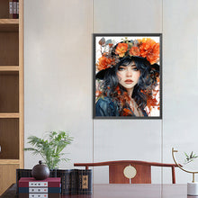 Load image into Gallery viewer, Diamond Painting - Full Round - girl wearing flower hat (40*50CM)