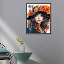 Load image into Gallery viewer, Diamond Painting - Full Round - girl wearing flower hat (40*50CM)