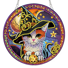 Load image into Gallery viewer, Special Shaped Crystal Painting Wreath Kit Magic Cat Acrylic Peacock Flaming Cat