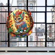 Load image into Gallery viewer, Special Shaped Crystal Painting Wreath Kit Magic Cat Acrylic Peacock Flaming Cat