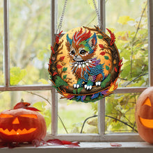 Load image into Gallery viewer, Special Shaped Crystal Painting Wreath Kit Magic Cat Acrylic Peacock Flaming Cat