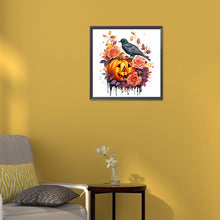 Load image into Gallery viewer, Diamond Painting - Full Round - Halloween Crow Pumpkin (30*30CM)