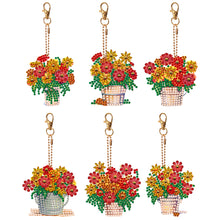 Load image into Gallery viewer, 6PCS Double Sided Special Shape Diamond Painting Keychain (Barrel Flowers)