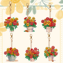 Load image into Gallery viewer, 6PCS Double Sided Special Shape Diamond Painting Keychain (Barrel Flowers)