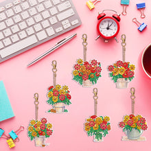 Load image into Gallery viewer, 6PCS Double Sided Special Shape Diamond Painting Keychain (Barrel Flowers)