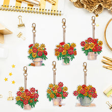 Load image into Gallery viewer, 6PCS Double Sided Special Shape Diamond Painting Keychain (Barrel Flowers)