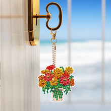 Load image into Gallery viewer, 6PCS Double Sided Special Shape Diamond Painting Keychain (Barrel Flowers)