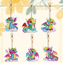 Load image into Gallery viewer, 6PCS Double Sided Special Shape Diamond Painting Keychain (Propitious Pterosaur)