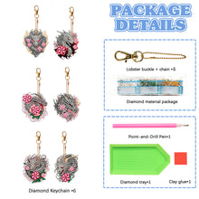 Load image into Gallery viewer, 6PCS Double Sided Special Shape Diamond Painting Keychain (Rose Grey Dragon)