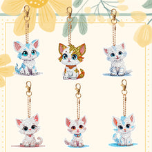 Load image into Gallery viewer, 6PCS Double Sided Special Shape Diamond Painting Keychain (Cute Kitten)