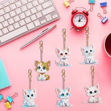 Load image into Gallery viewer, 6PCS Double Sided Special Shape Diamond Painting Keychain (Cute Kitten)