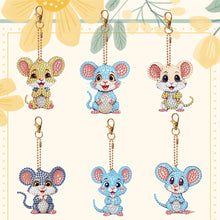 Load image into Gallery viewer, 6PCS Double Sided Special Shape Diamond Painting Keychain (Delicate Mouse)